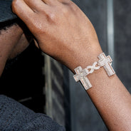 High End Jewelry - Iced Out Diamond Cross Bracelet