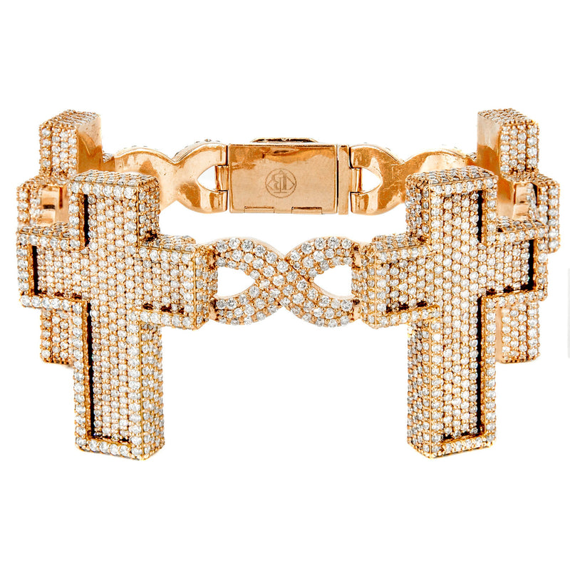 High End Jewelry - Iced Out Diamond Cross Bracelet