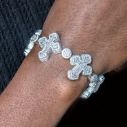 High End Jewelry - Iced Out Diamond Baguette Cross Bracelet