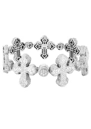 High End Jewelry - Iced Out Diamond Baguette Cross Bracelet