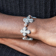 High End Jewelry - Iced Out Baguette Cross Bracelet