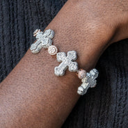 High End Jewelry - Iced Out Baguette Cross Bracelet