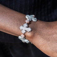 High End Jewelry - Iced Out Baguette Cross Bracelet