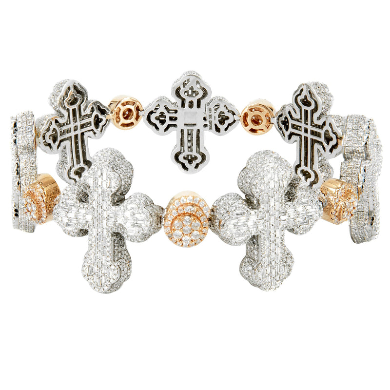 High End Jewelry - Iced Out Baguette Cross Bracelet