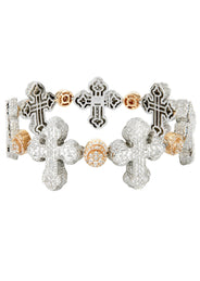 High End Jewelry - Iced Out Baguette Cross Bracelet