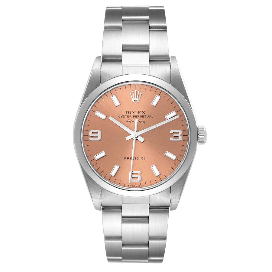 Rolex Air King Watch 14000 for Men | 34MM | Salmon Dial | Smooth Bezel | Stainless Steel