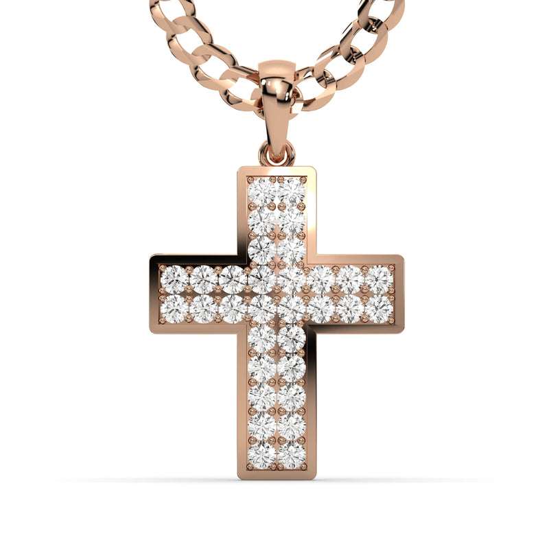 Men's VVS Lab Diamond Customizable Rose Gold Cross Necklace Pendant