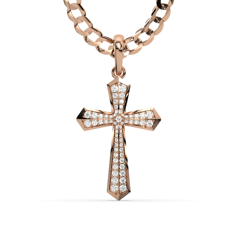 Men's VVS Lab Diamond Customizable Rose Gold Cross Necklace Pendant