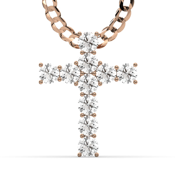 Men's VVS Lab Diamond Customizable Rose Gold Cross Necklace Pendant