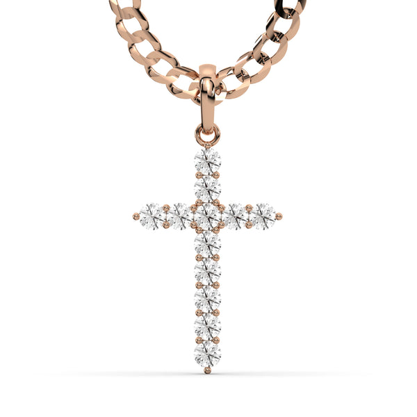 Men's VVS Lab Diamond Customizable Rose Gold Cross Necklace Pendant