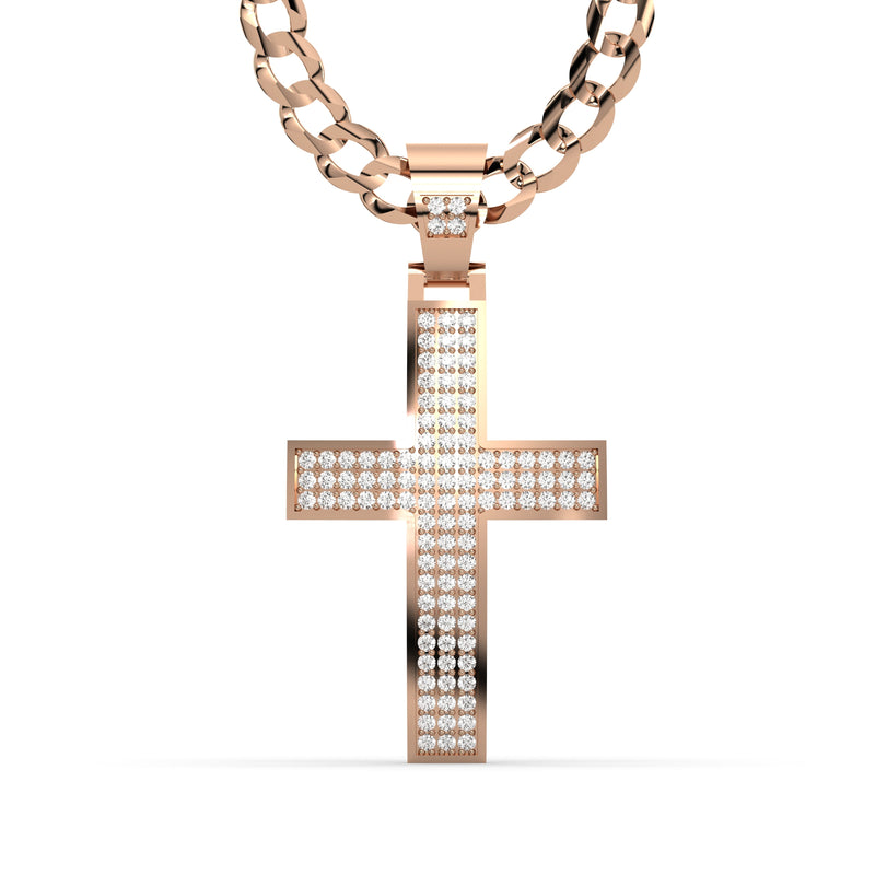 Men's VVS Lab Diamond Customizable Rose Gold Cross Necklace Pendant