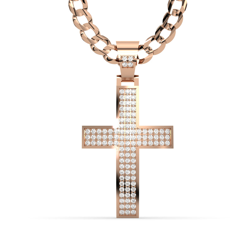 Men's VVS Lab Diamond Customizable Rose Gold Cross Necklace Pendant