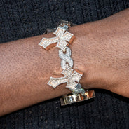 High End Jewelry - Iced Out Diamond Cross Bracelet