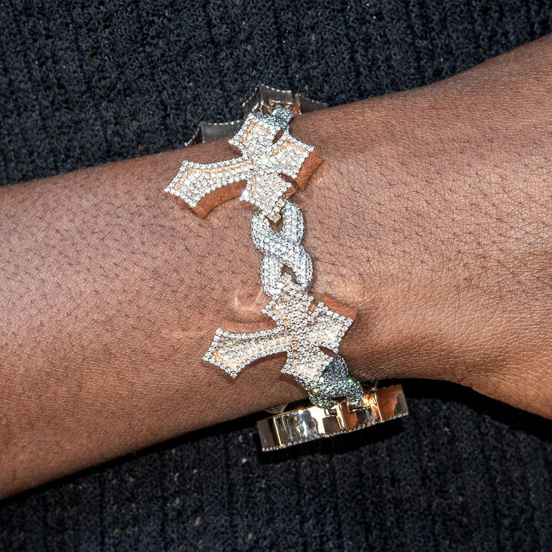 High End Jewelry - Iced Out Diamond Cross Bracelet