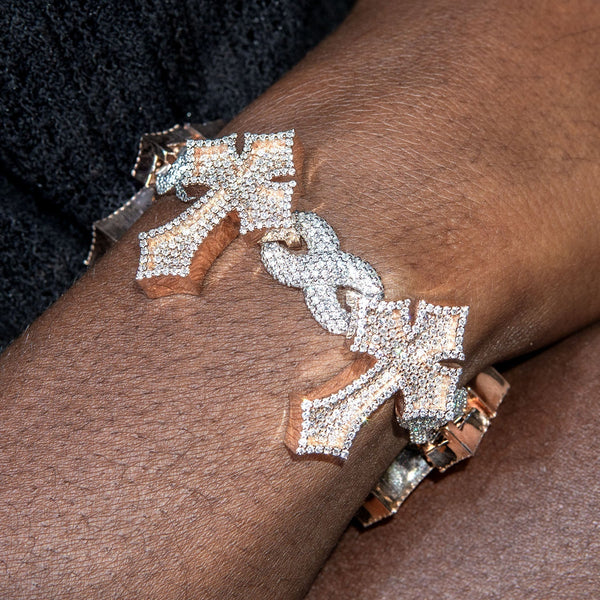High End Jewelry - Iced Out Diamond Cross Bracelet