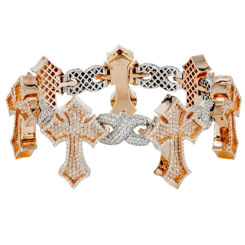 High End Jewelry - Iced Out Diamond Cross Bracelet