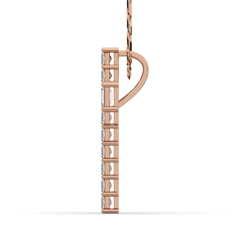 Men's Emerald Cut VVS Lab Diamond Customizable Rose Gold Cross Necklace Pendant