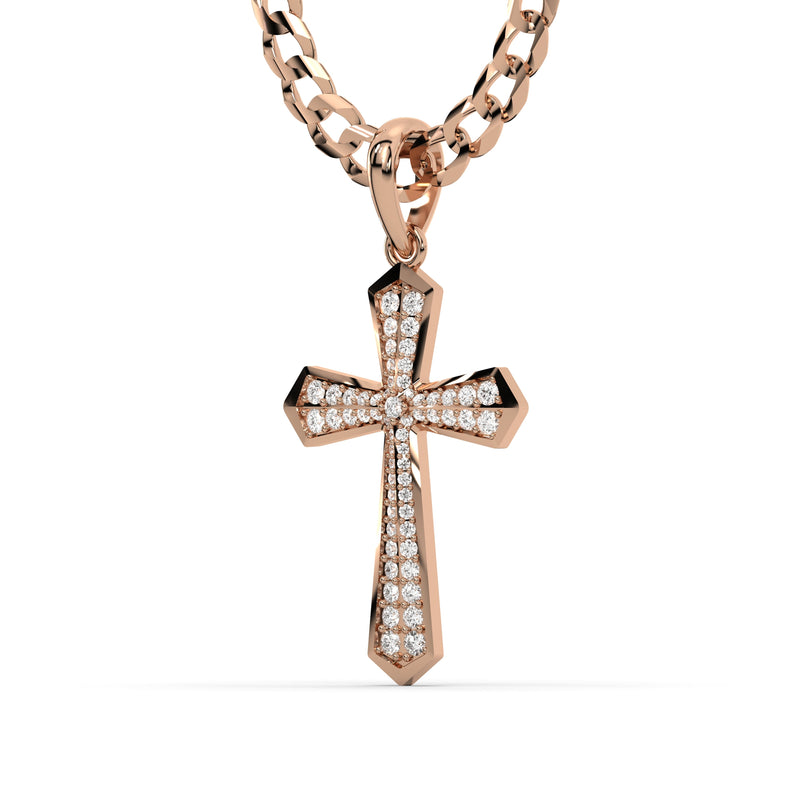 Men's VVS Lab Diamond Customizable Rose Gold Cross Necklace Pendant