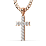 Men's VVS Princess Lab Diamond Customizable Rose Gold Cross Necklace Pendant