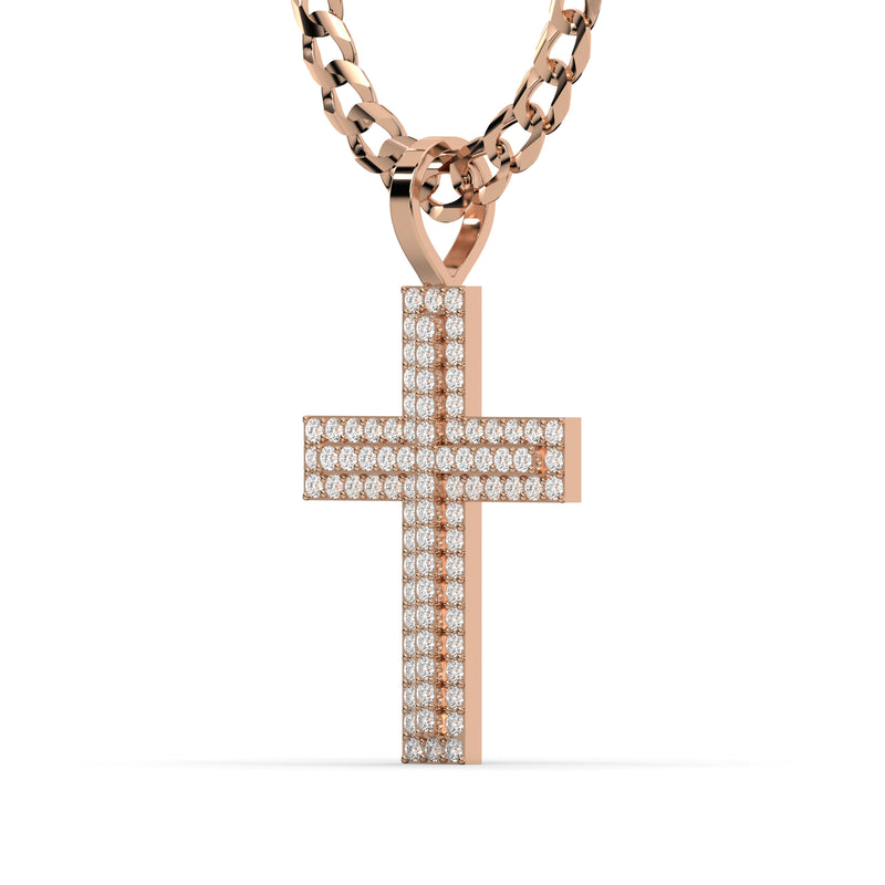 Men's VVS Lab Diamond Customizable Rose Gold Cross Necklace Pendant
