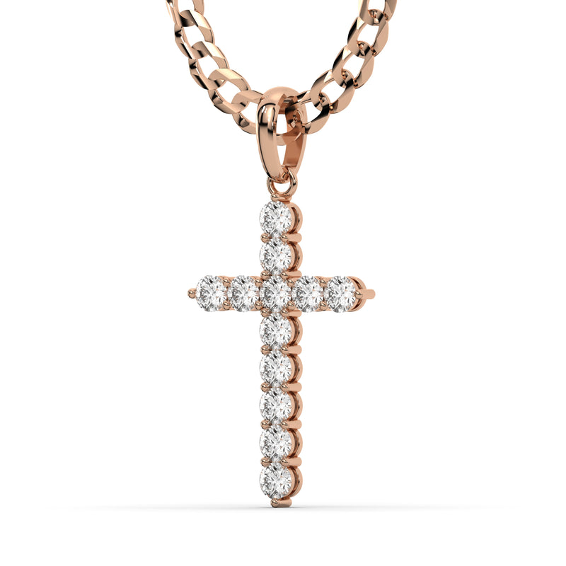 Men's VVS Lab Diamond Customizable Rose Gold Cross Necklace Pendant