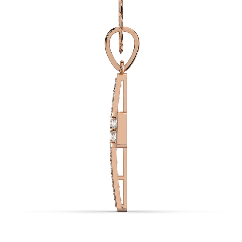 Men's VVS Lab Diamond Customizable Rose Gold Cross Necklace Pendant