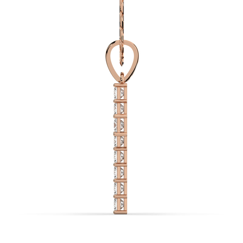 Men's VVS Princess Lab Diamond Customizable Rose Gold Cross Necklace Pendant