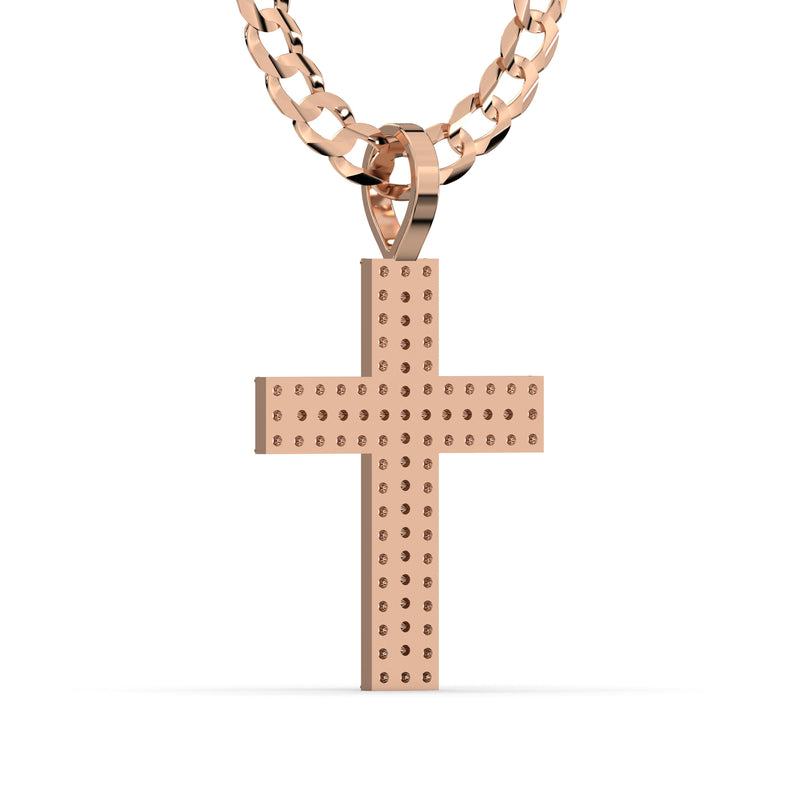 Men's VVS Lab Diamond Customizable Rose Gold Cross Necklace Pendant