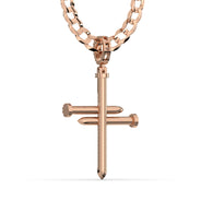 Men's VVS Lab Diamond Customizable Rose Nail Gold Cross Necklace Pendant