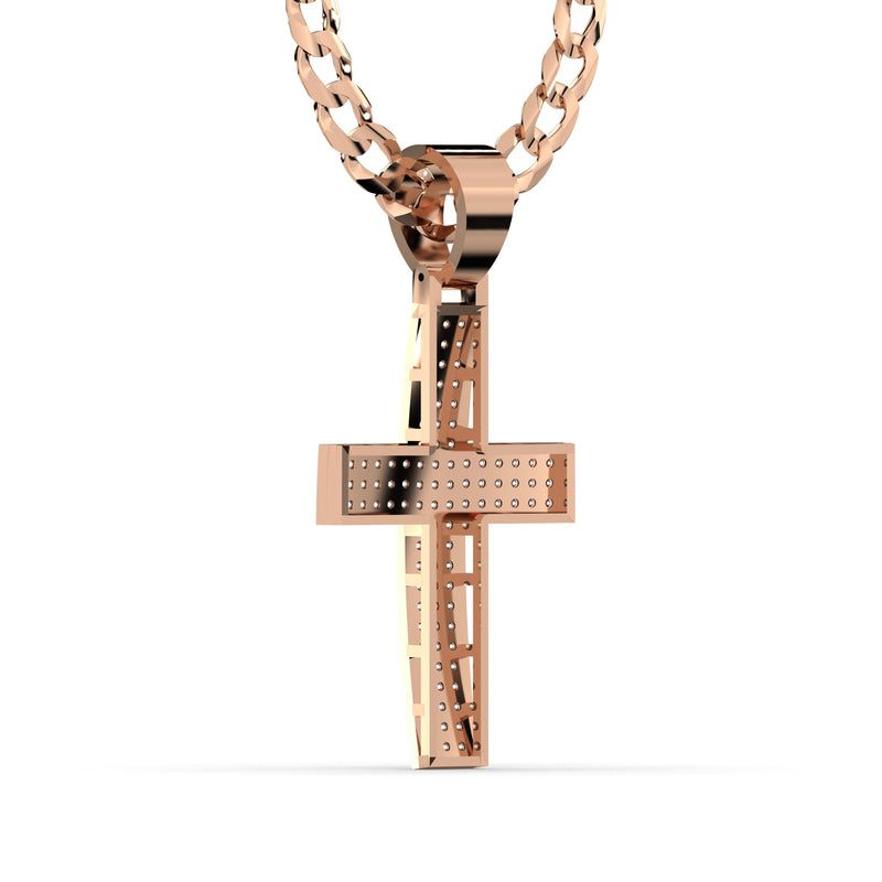 Men's VVS Lab Diamond Customizable Rose Gold Cross Necklace Pendant