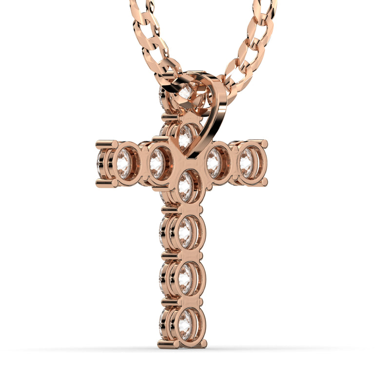 Men's VVS Lab Diamond Customizable Rose Gold Cross Necklace Pendant