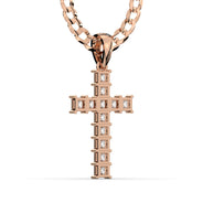 Men's VVS Princess Lab Diamond Customizable Rose Gold Cross Necklace Pendant