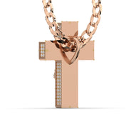 Men's VVS Lab Emerald Cut Diamond Customizable Rose Gold Cross Necklace Pendant