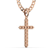 Men's VVS Lab Diamond Customizable Rose Gold Cross Necklace Pendant