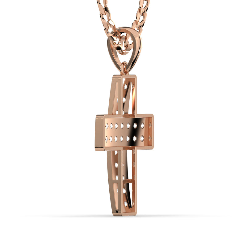 Men's VVS Lab Diamond Customizable Rose Gold Cross Necklace Pendant