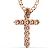 Men's VVS Lab Single Row Diamond Customizable Rose Gold Cross Necklace Pendant