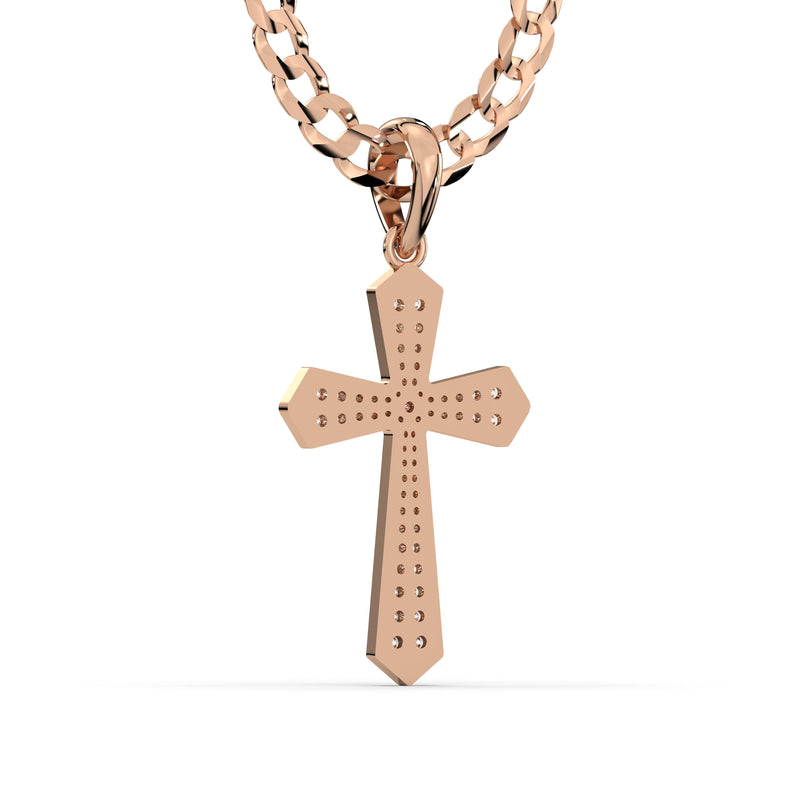 Men's VVS Lab Diamond Customizable Rose Gold Cross Necklace Pendant