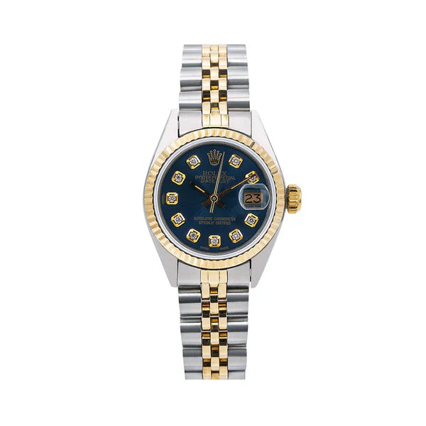 Rolex Datejust Diamond Watch 6917 26mm Blue Diamond Dial With Two Tone Jubilee Bracelet
