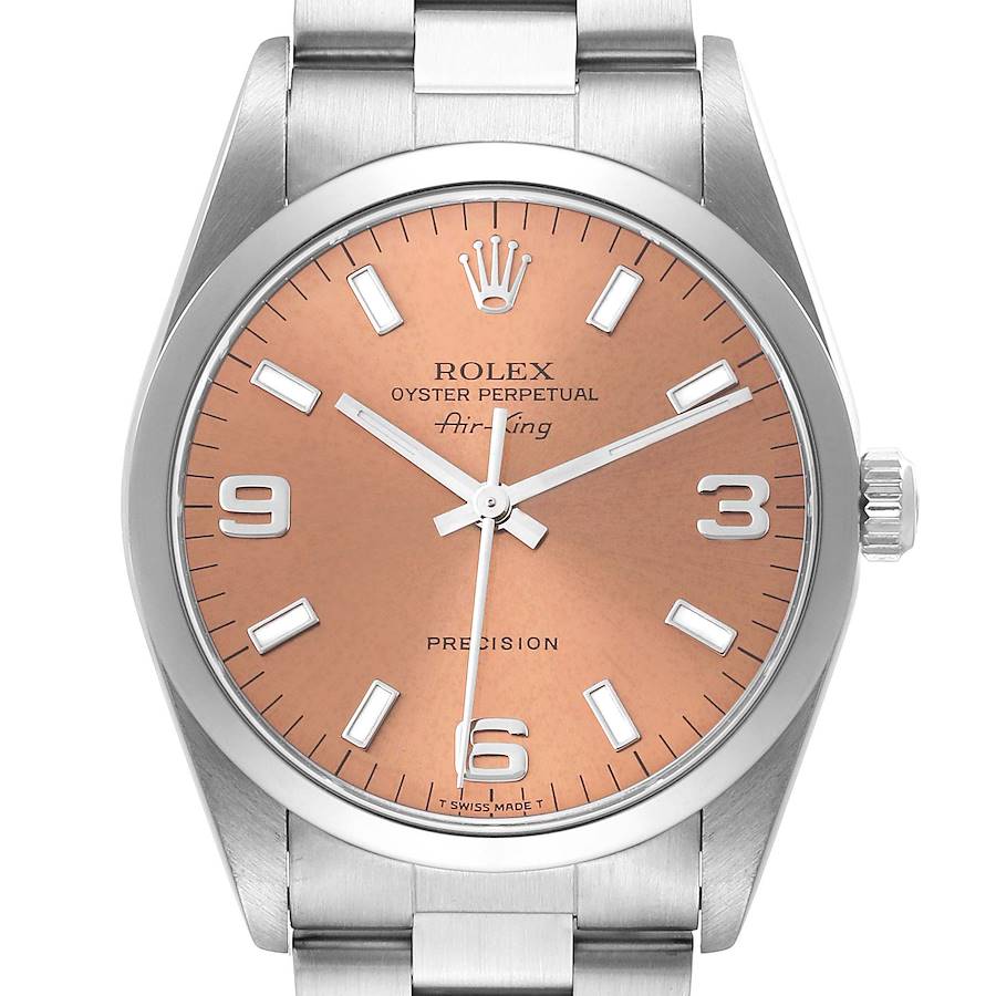 Rolex Air King Watch 14000 for Men | 34MM | Salmon Dial | Smooth Bezel | Stainless Steel