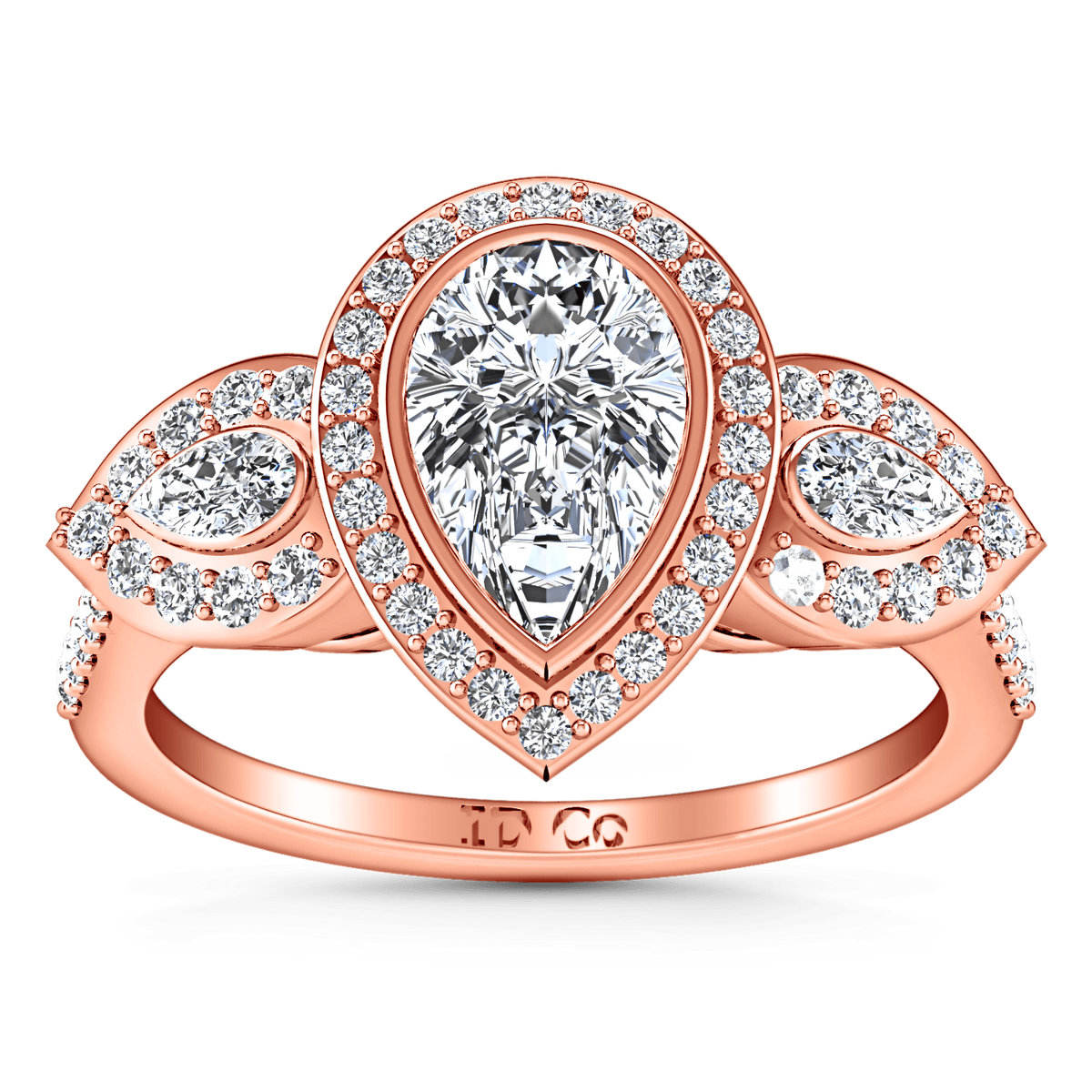 Three Stone Diamond EngagementRing Vanessa 14K Rose Gold