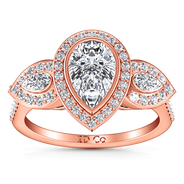 Three Stone Diamond EngagementRing Vanessa 14K Rose Gold
