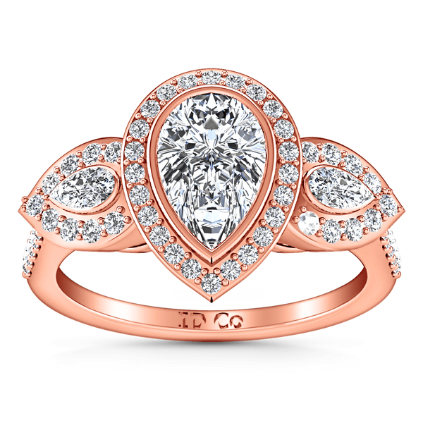 Three Stone Diamond EngagementRing Vanessa 14K Rose Gold