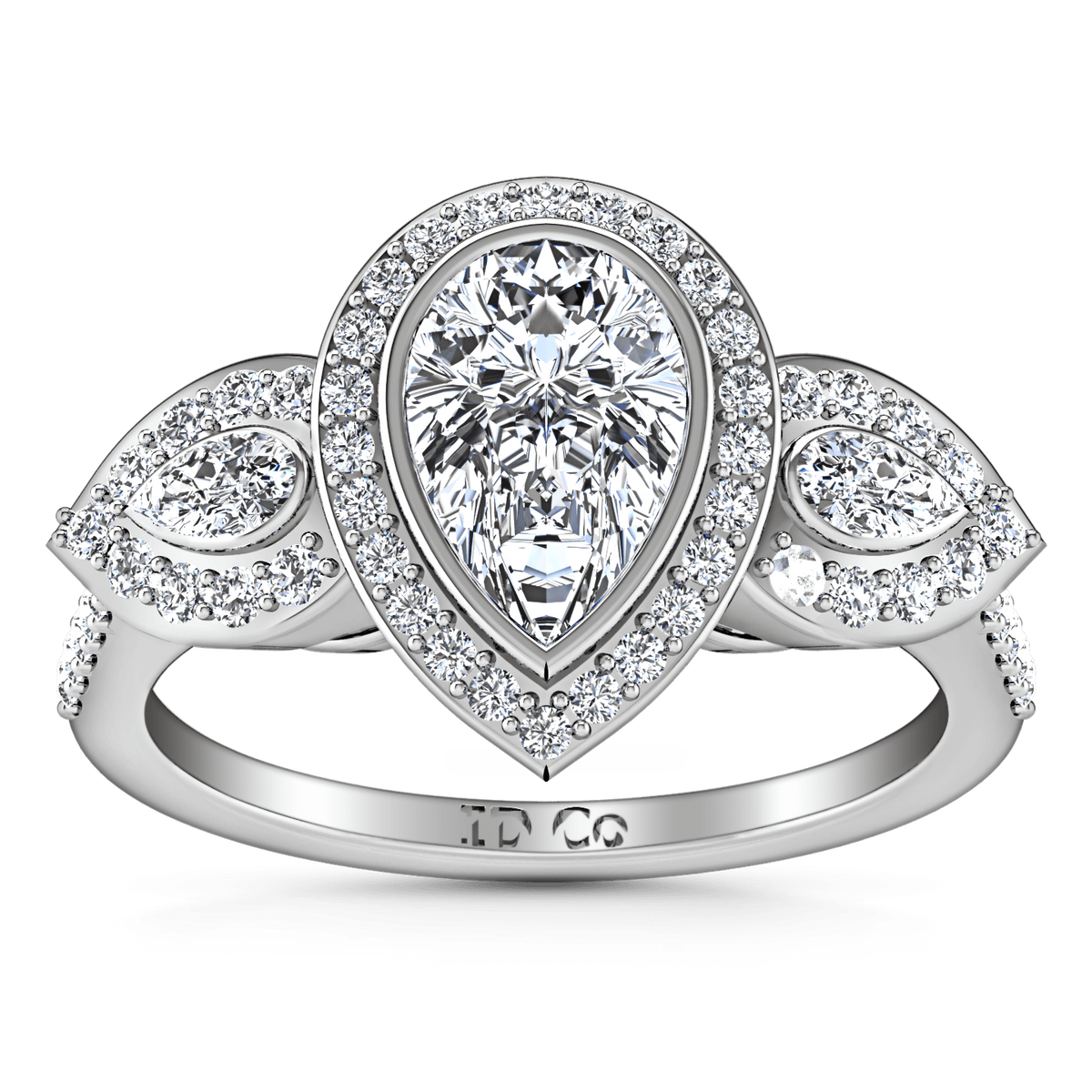 Three Stone Engagement Ring Vanessa 14K White Gold