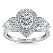 Three Stone Engagement Ring Vanessa 14K White Gold