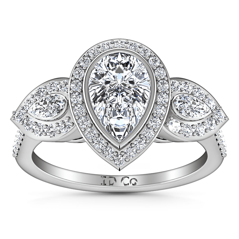 Three Stone Engagement Ring Vanessa 14K White Gold