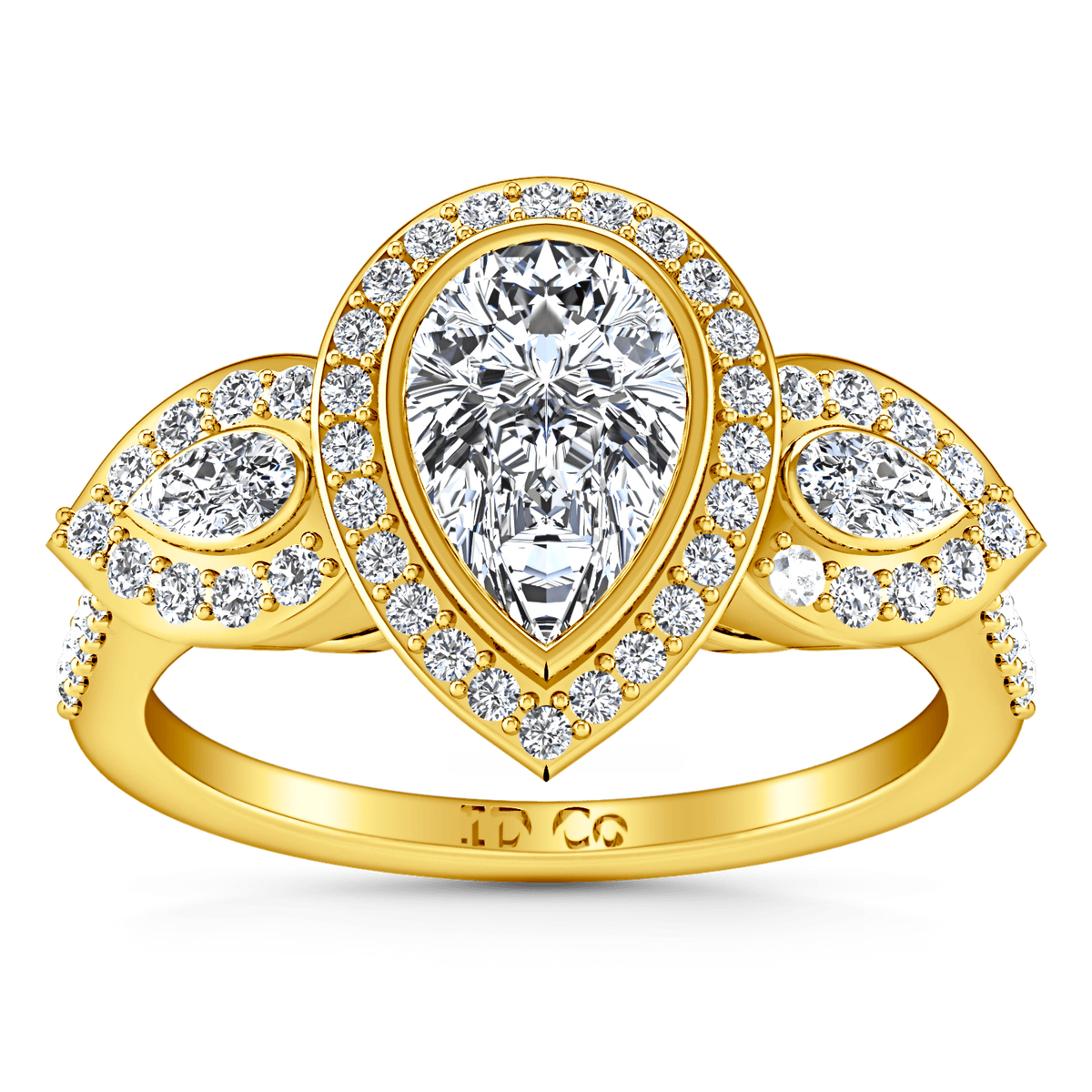 Three Stone Diamond Engagement Ring Vanessa 14K Yellow Gold