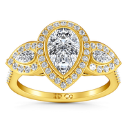 Three Stone Diamond Engagement Ring Vanessa 14K Yellow Gold