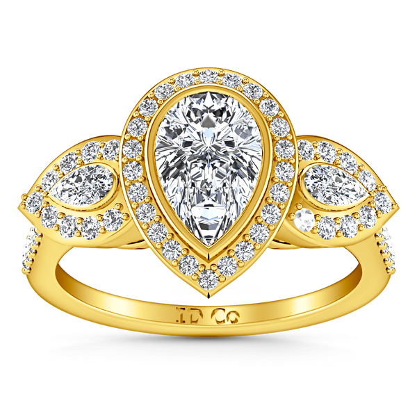 Three Stone Diamond Engagement Ring Vanessa 14K Yellow Gold