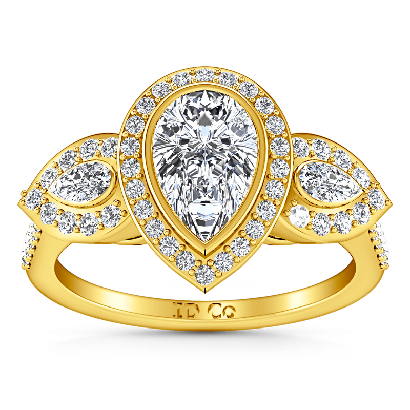 Three Stone Diamond Engagement Ring Vanessa 14K Yellow Gold