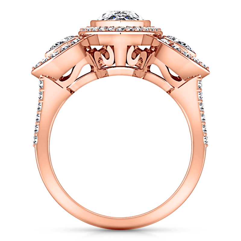 Three Stone Diamond EngagementRing Vanessa 14K Rose Gold